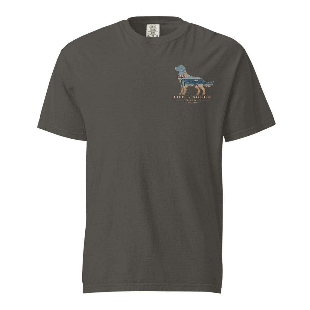 The Beach Day Golden Tee — Heavyweight Tee — Pepper (front)
