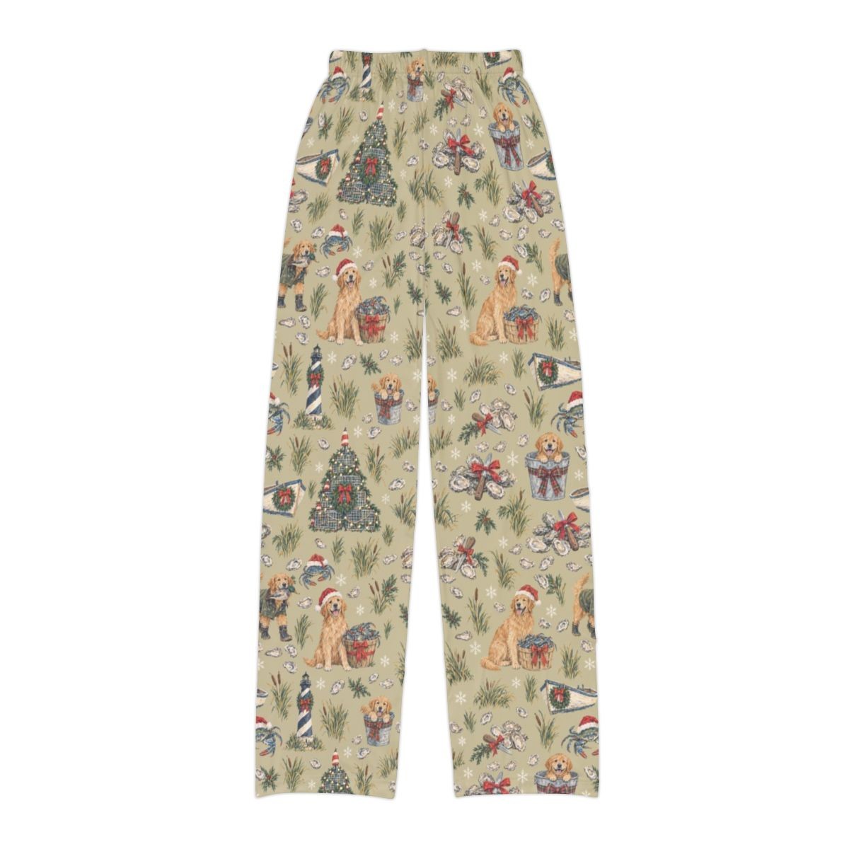 Crab Pot Christmas Kids' Lounge Pants — Flat back