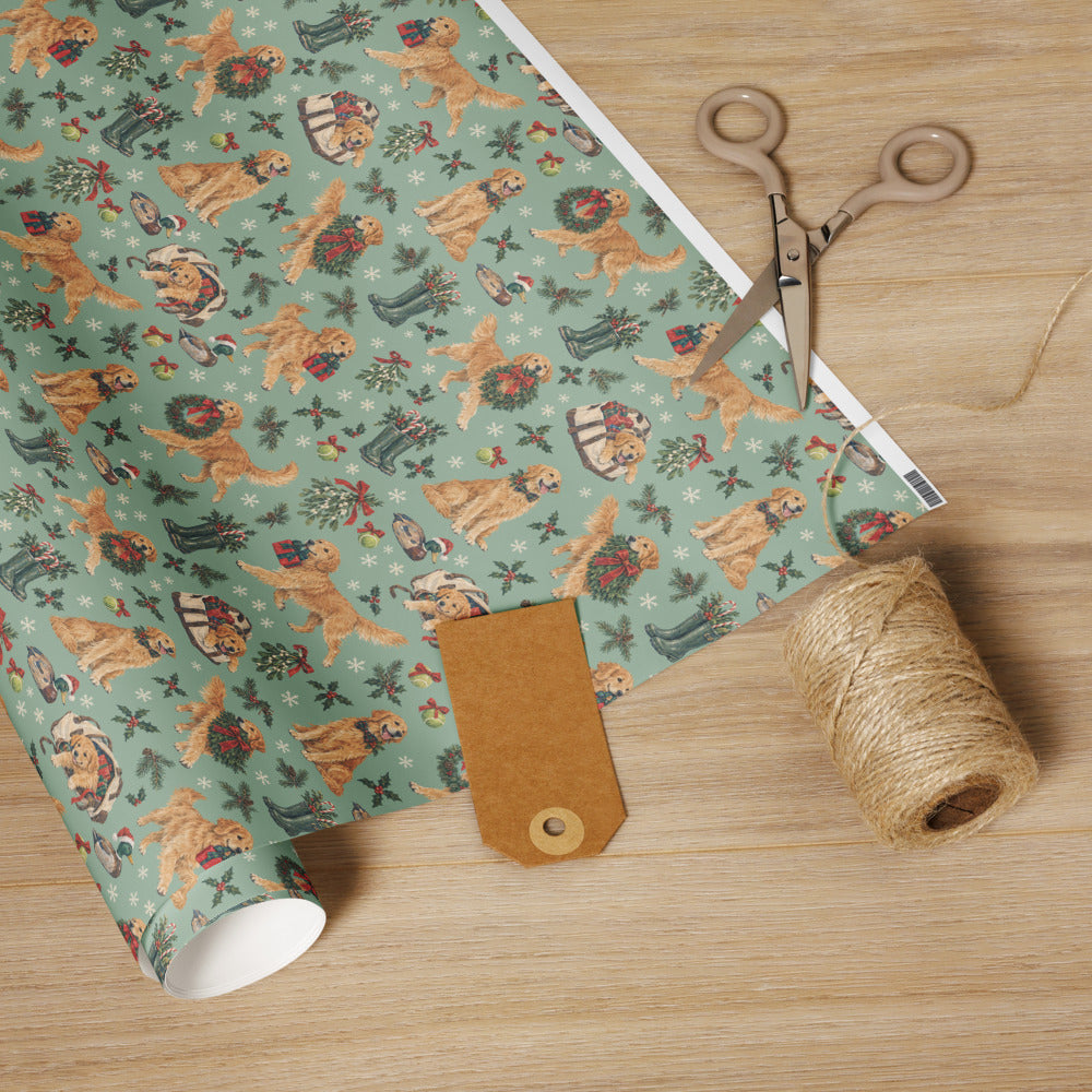 Retrieving Christmas Wrapping Paper — the roll with scissors and twine