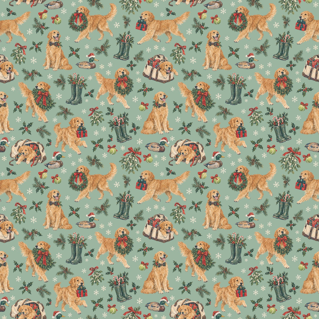 Retrieving Christmas Wrapping Paper — the print, a 24 in square