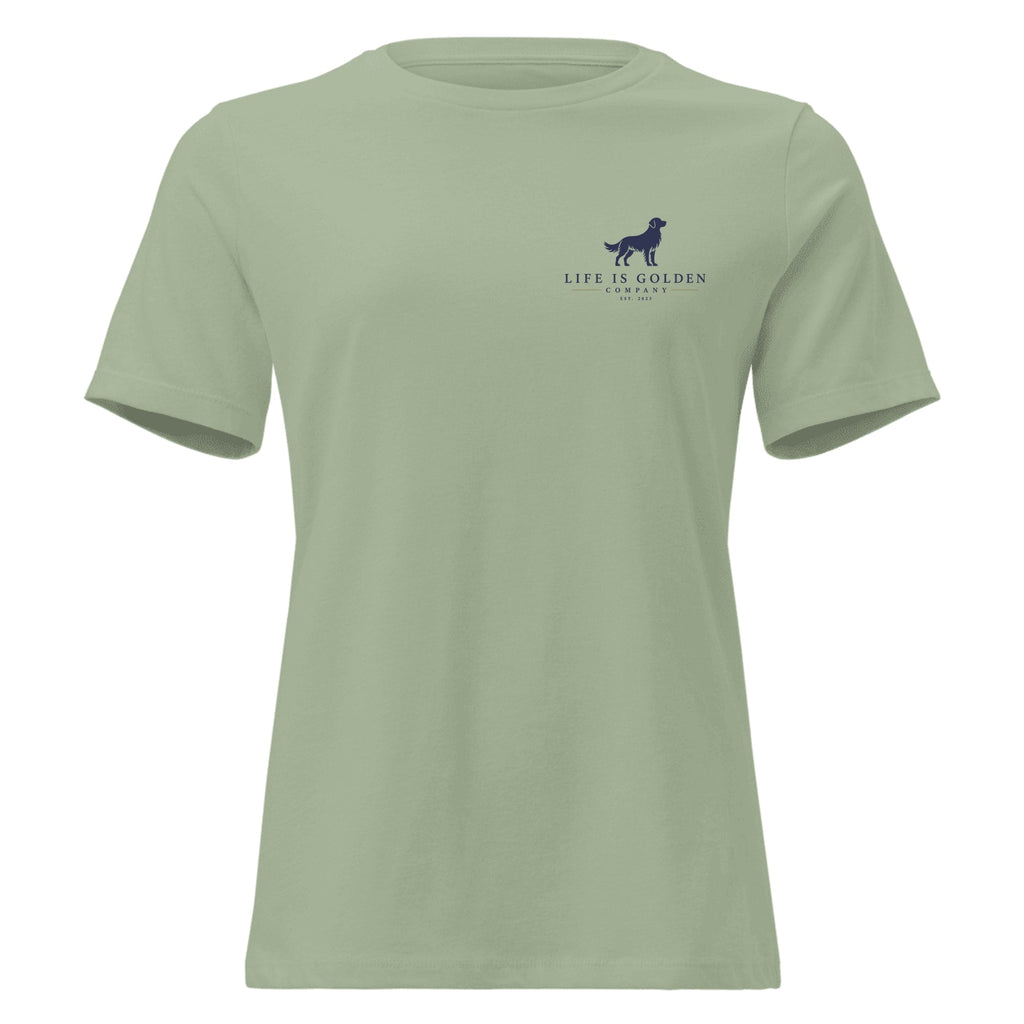 Camp Coffee Women's Relaxed Tee — Sage (front)