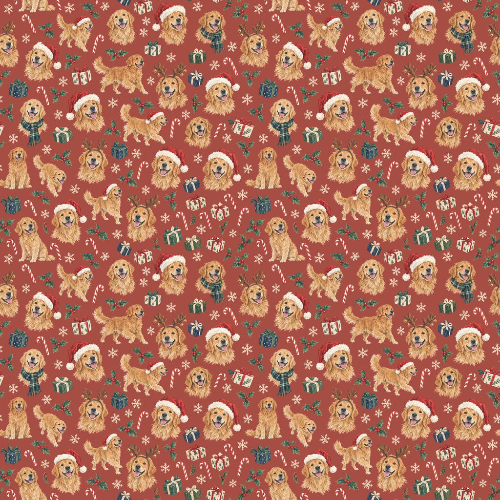 Santa Paws Wrapping Paper — the print, a 24 in square