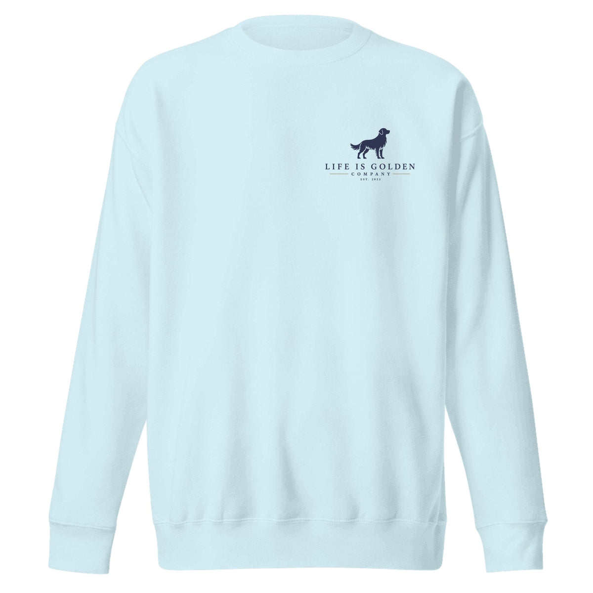 The Goal Line Crewneck — Sky Blue (front)