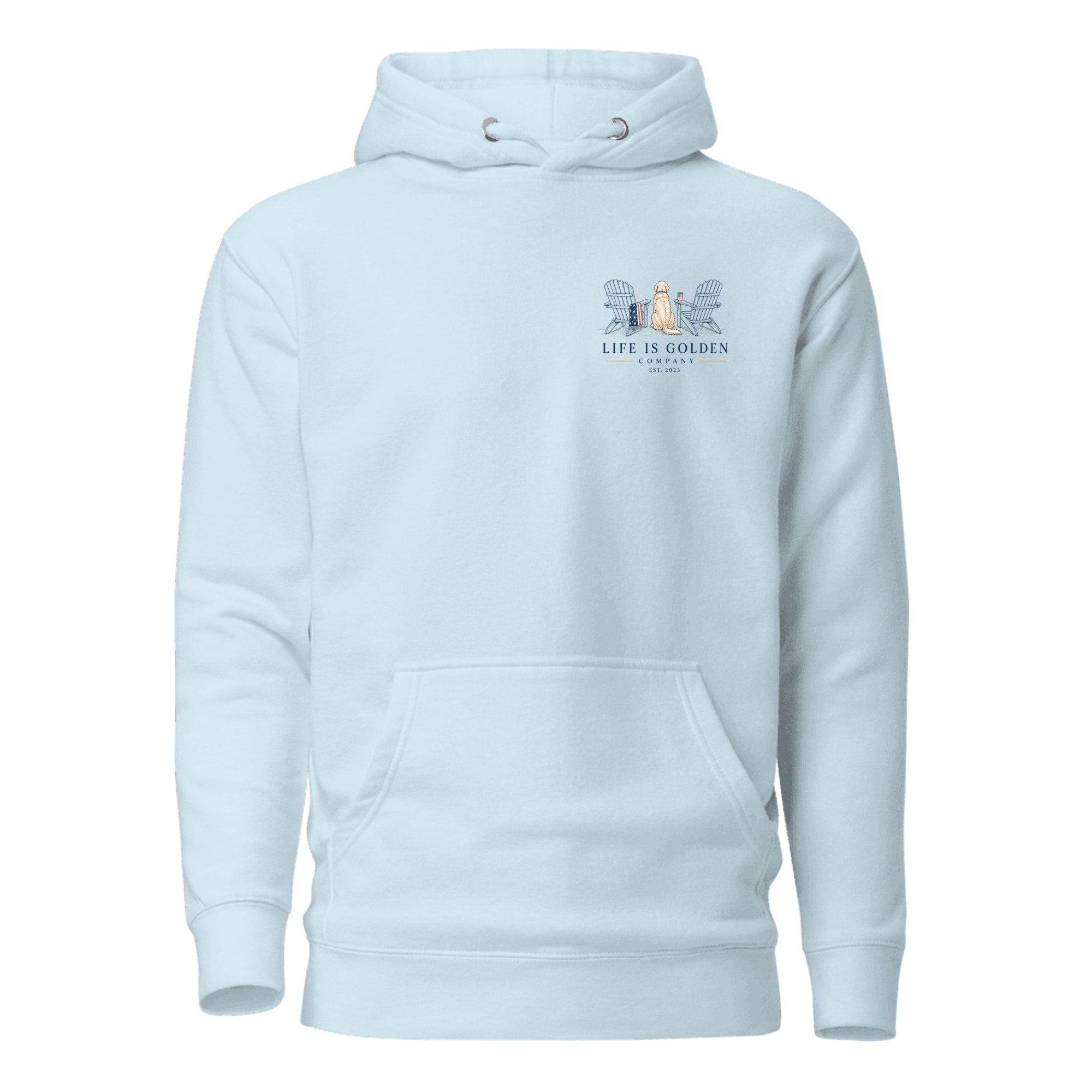 The Fireworks Watch Hoodie — Sky Blue (front)