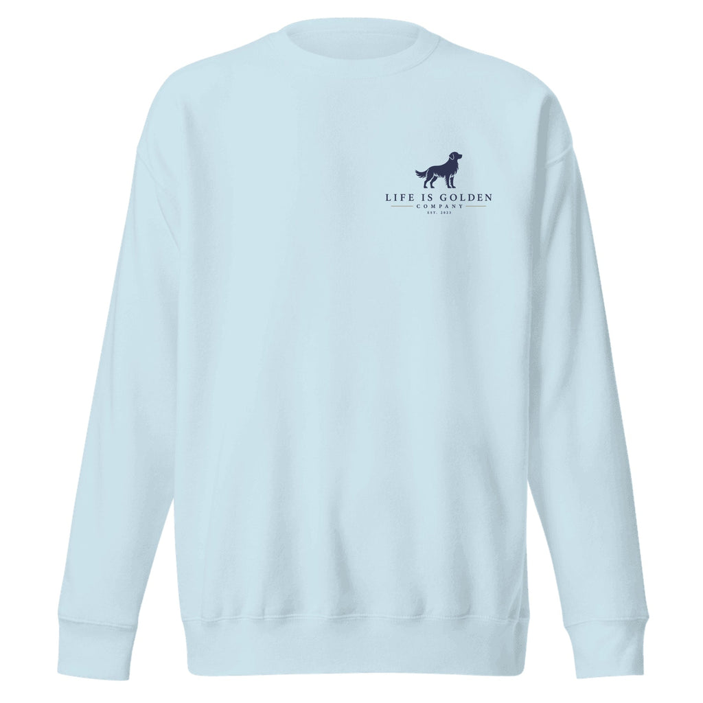 The Barn Chore Crewneck — Sky Blue (front)