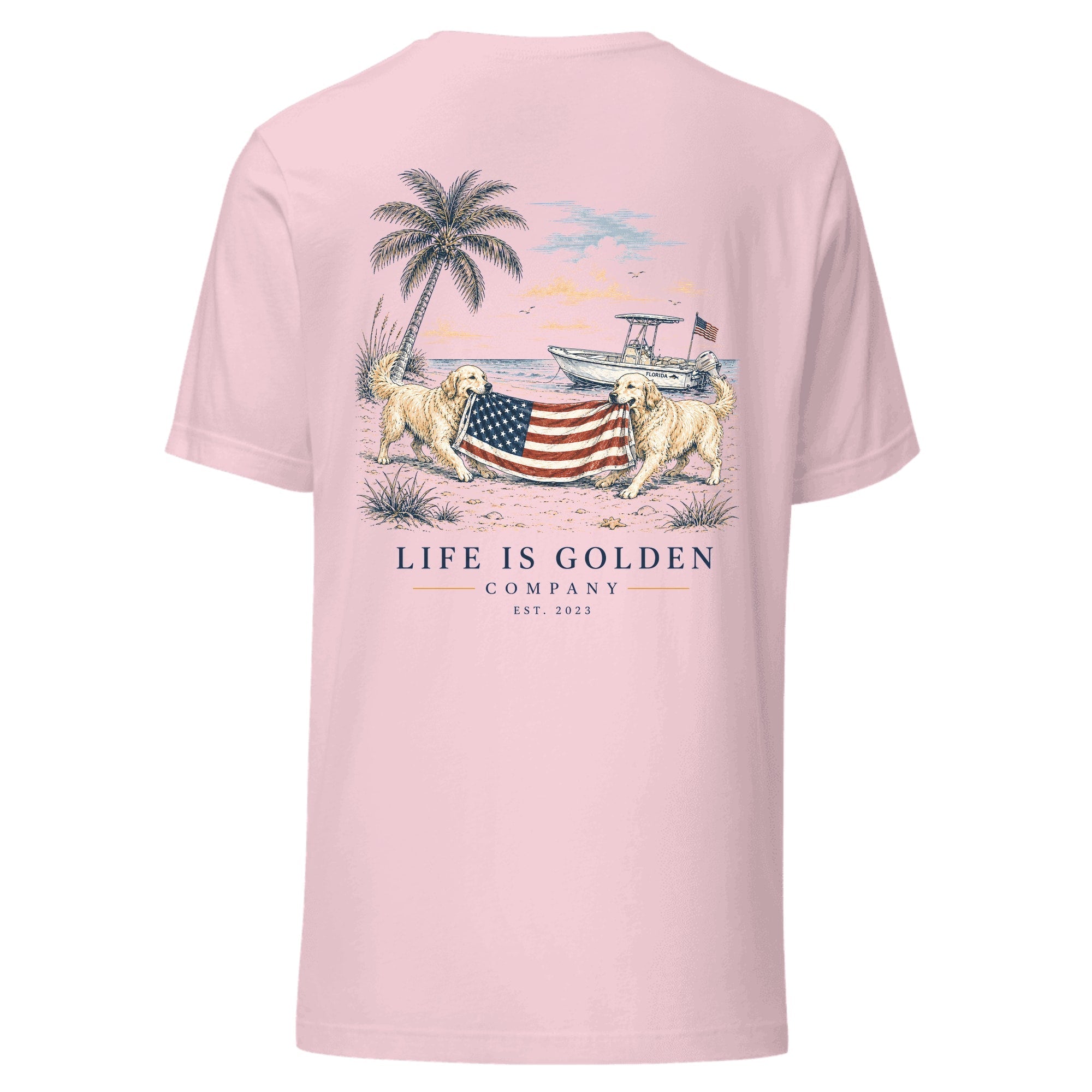Red, White & English Cream Tee — Soft Pink