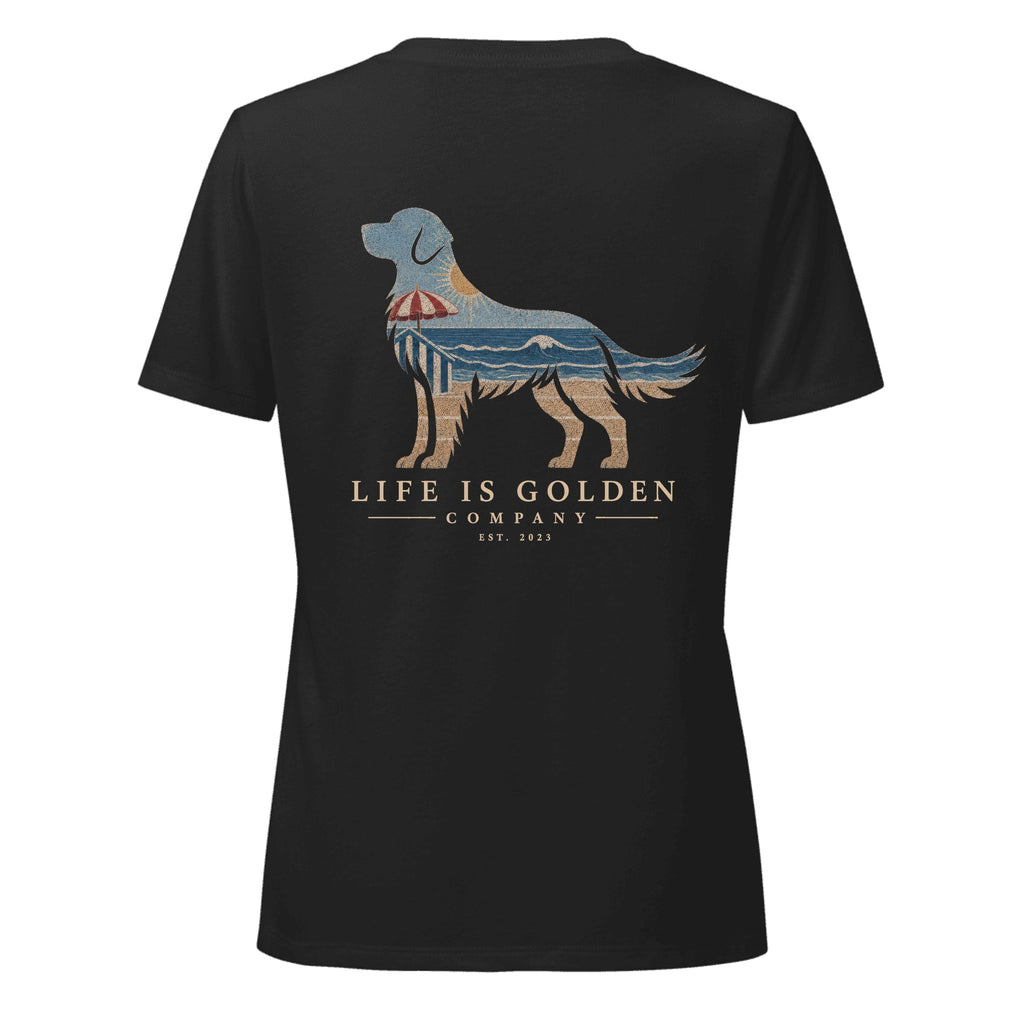 The Beach Day Golden Women's V-Neck — Solid Black Blend