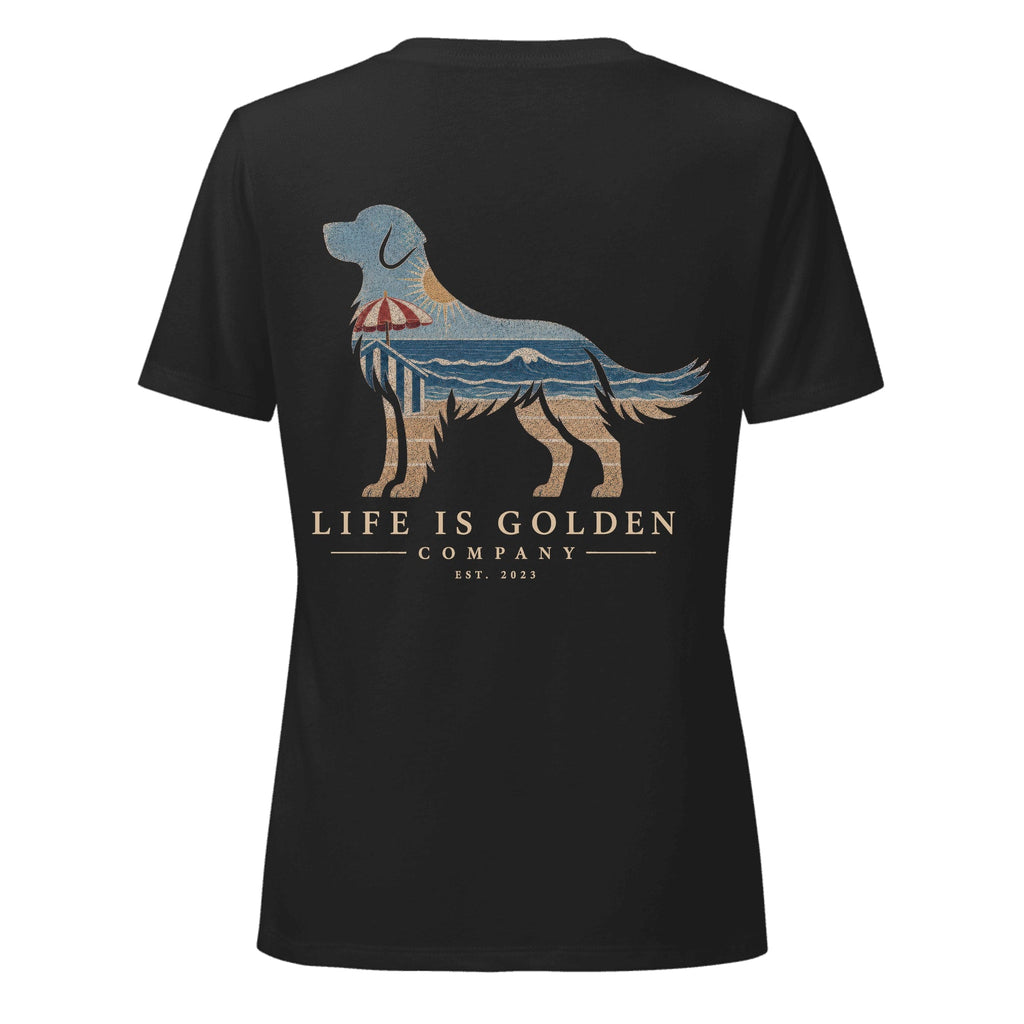 The Beach Day Golden II Women's V-Neck — Solid Black Blend