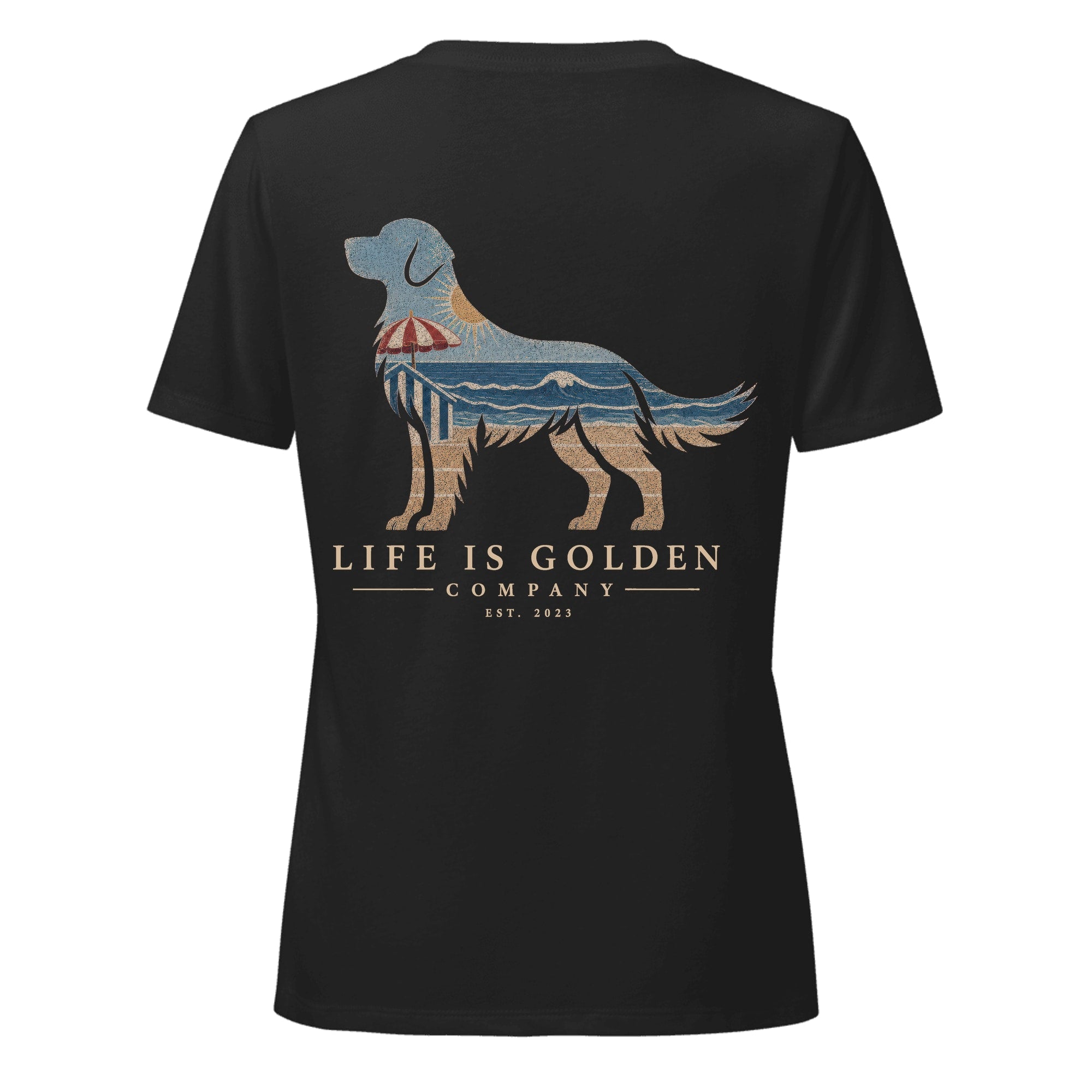 The Beach Day Golden II Women's V-Neck — Solid Black Blend