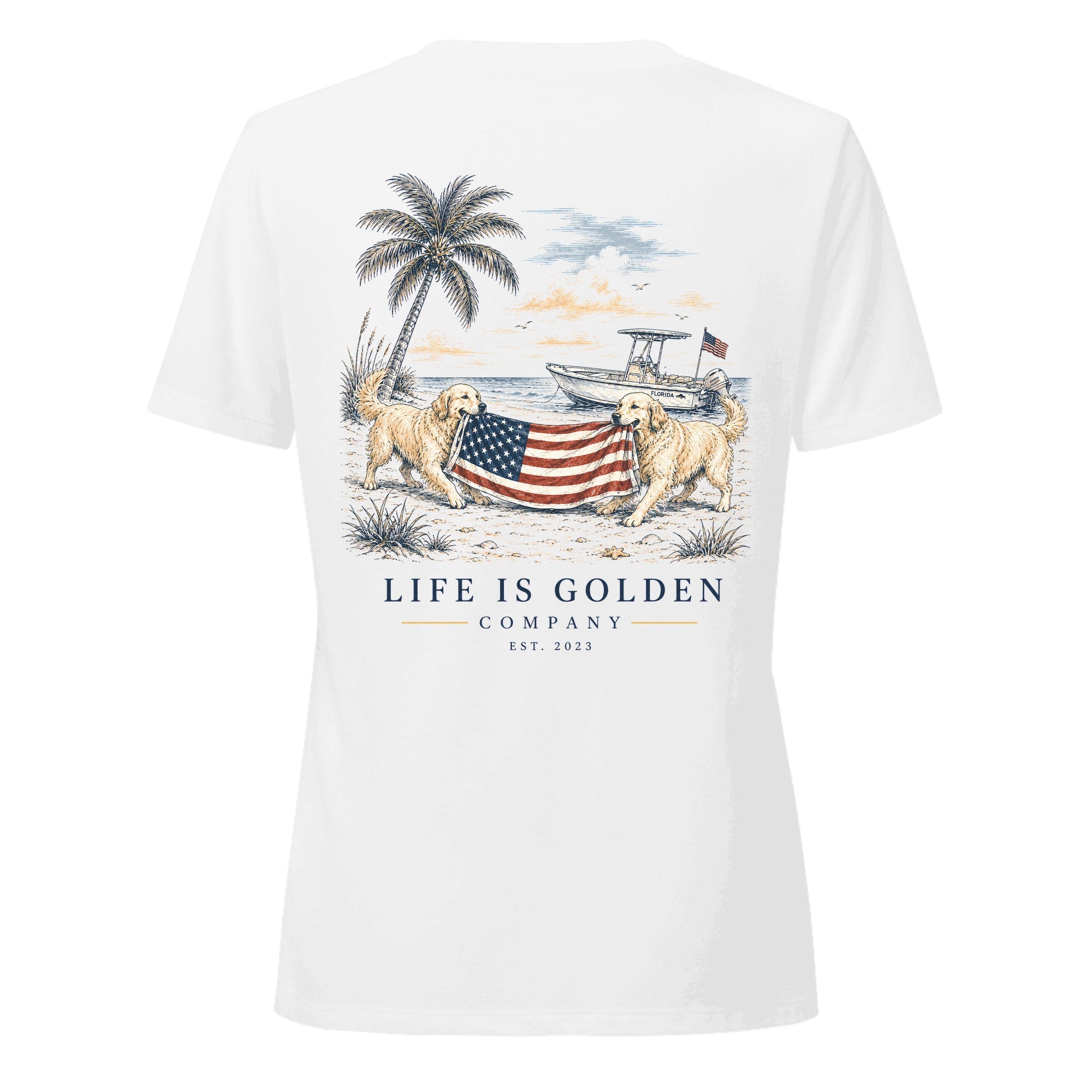 Red, White & English Cream Tee — Women's V-Neck — Solid White Blend