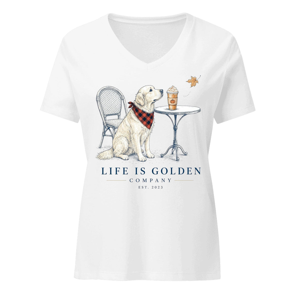 The Pumpkin Spice Women's V-Neck — Solid White Blend