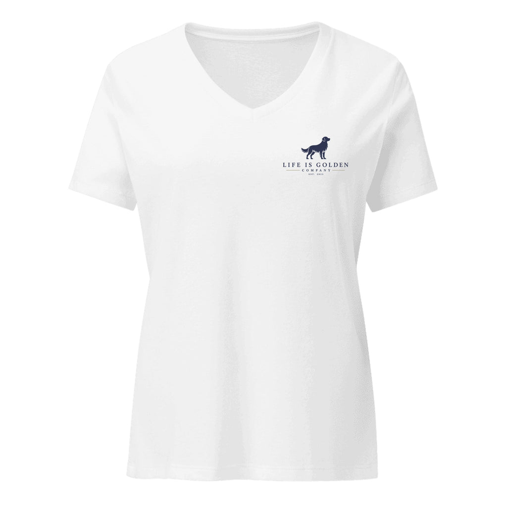 Red, White & English Cream Women's V-Neck — Solid White Blend (front)