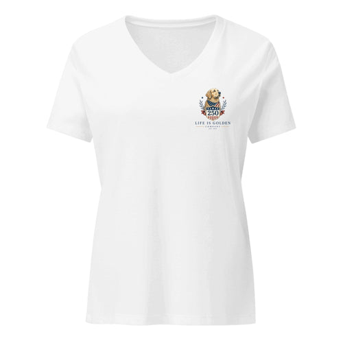 The Semiquincentennial Women's V-Neck — Solid White Blend (front)