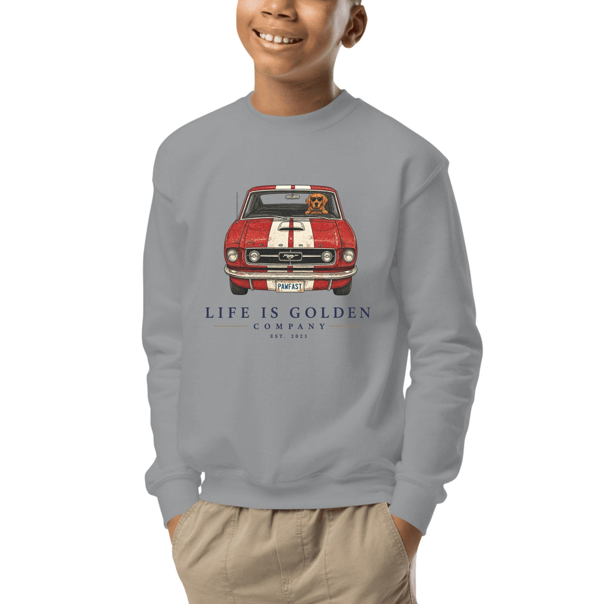 The Pony Run Youth Crewneck — Sport Grey