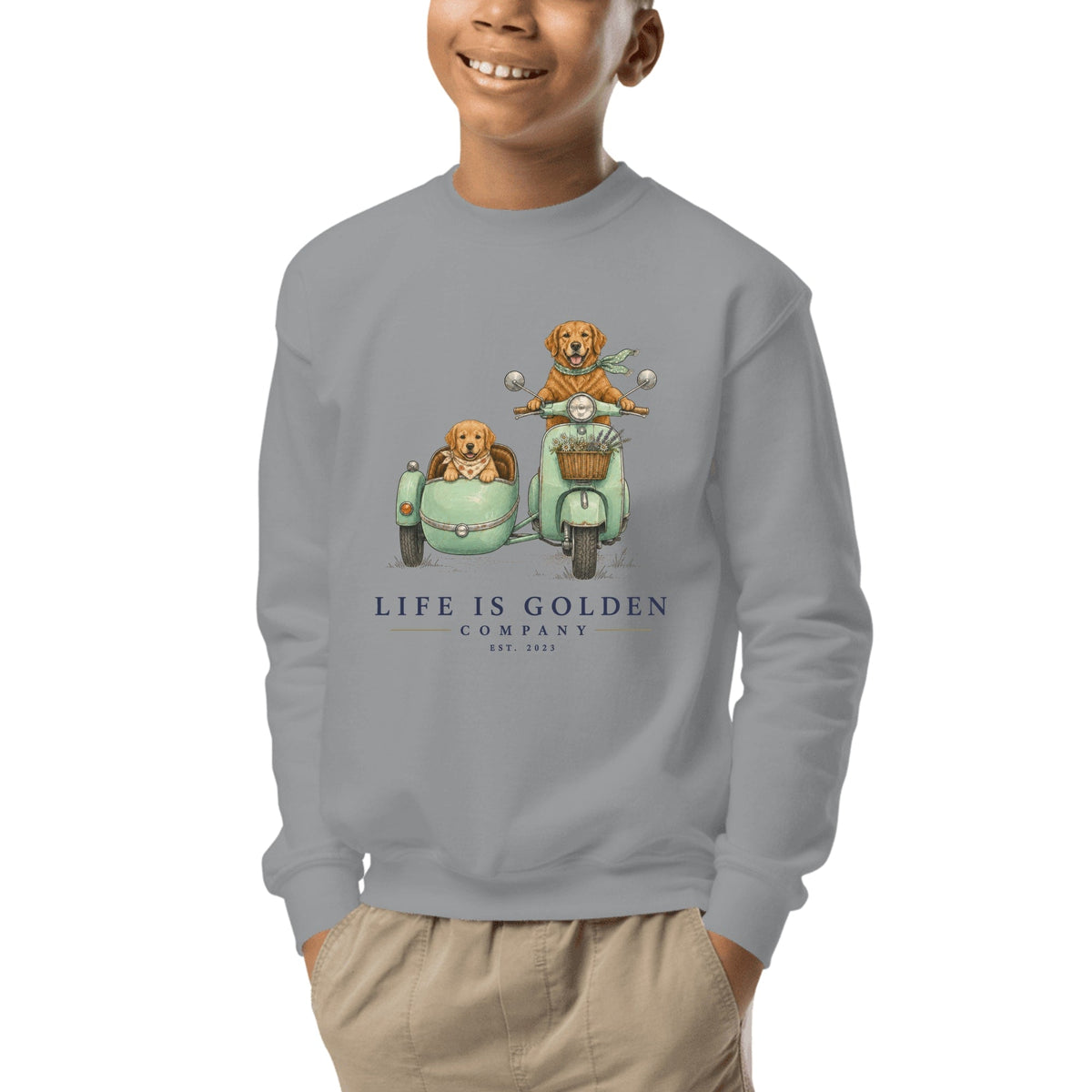 The Sidecar Run Youth Crewneck — Sport Grey