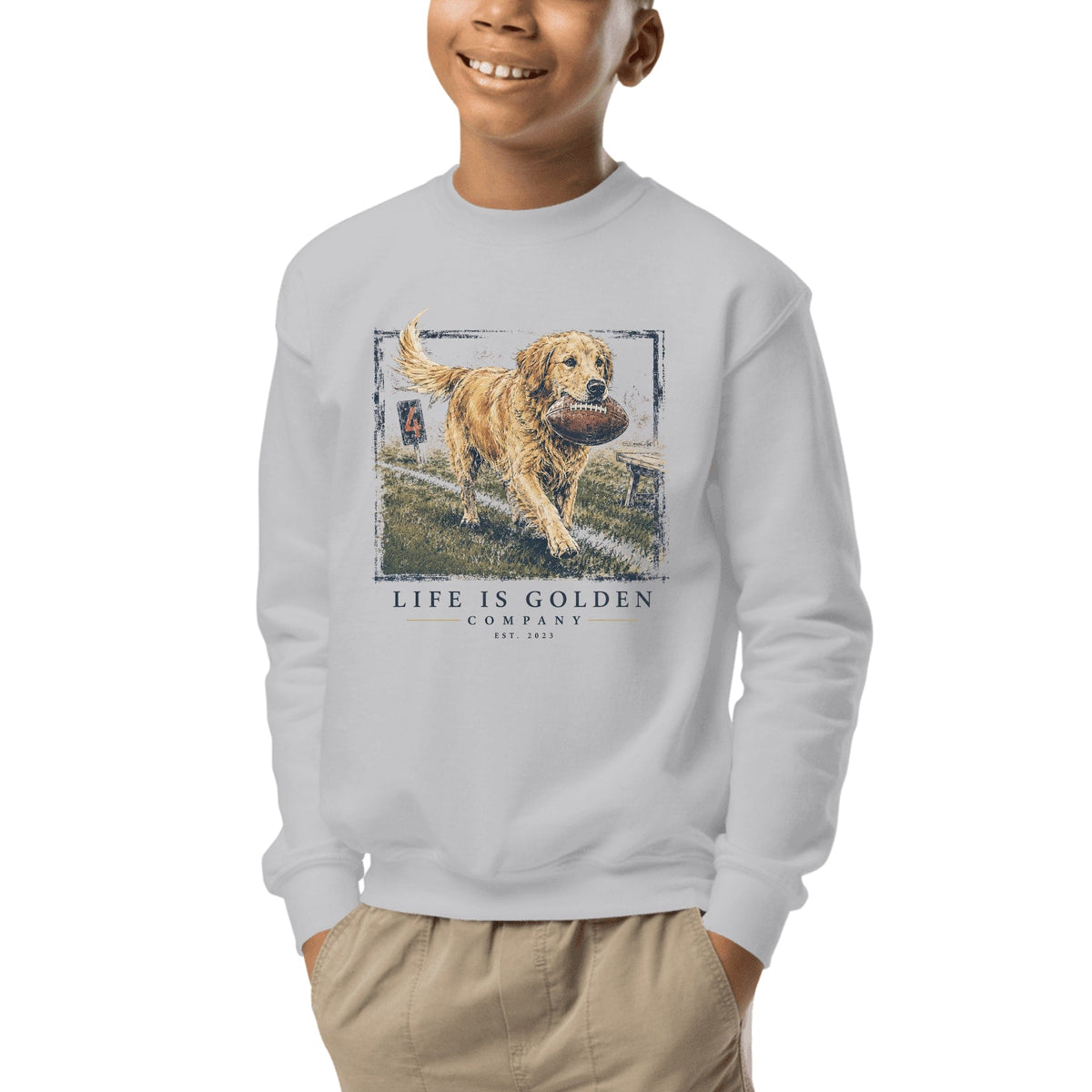 The Fourth Down Youth Crewneck — Sport Grey