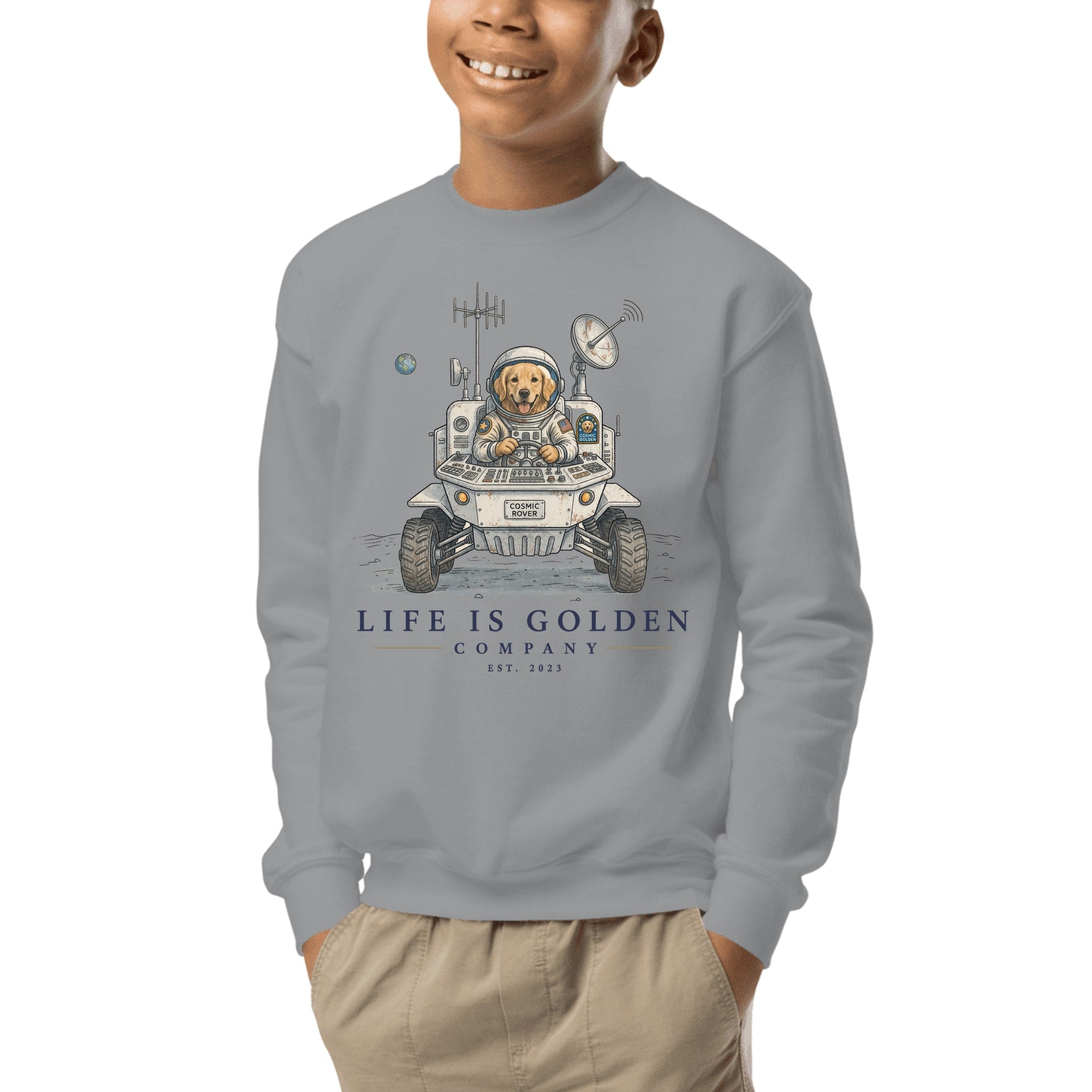 The Cosmic Rover Youth Crewneck — Sport Grey