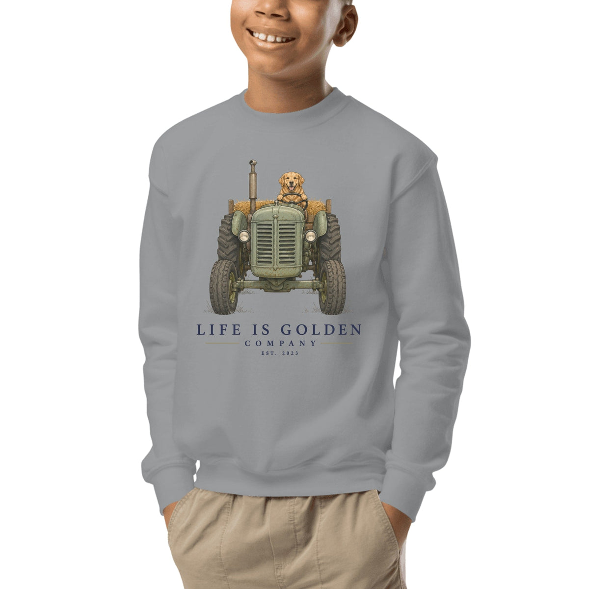 The Hay Haul Youth Crewneck — Sport Grey