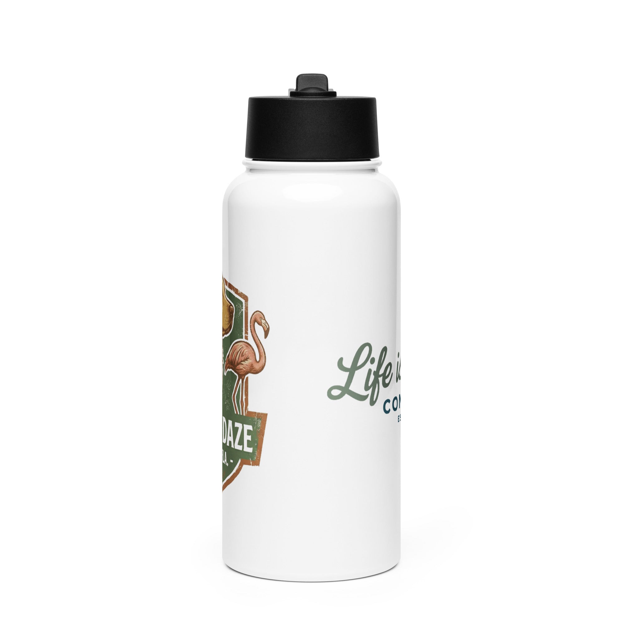 Golden Daze Emblem II Stainless steel water bottle with a straw lid
