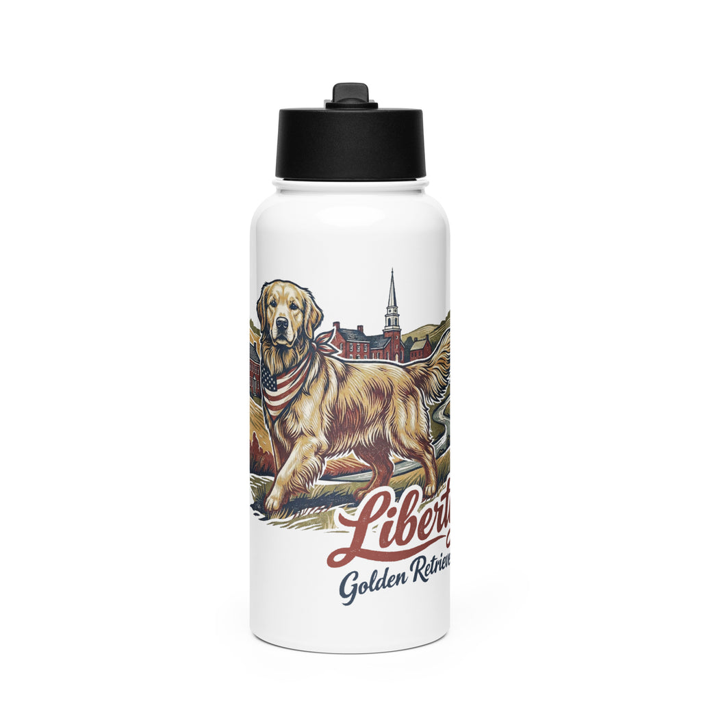 Liberty Golden Retrievers Stainless steel water bottle with a straw lid