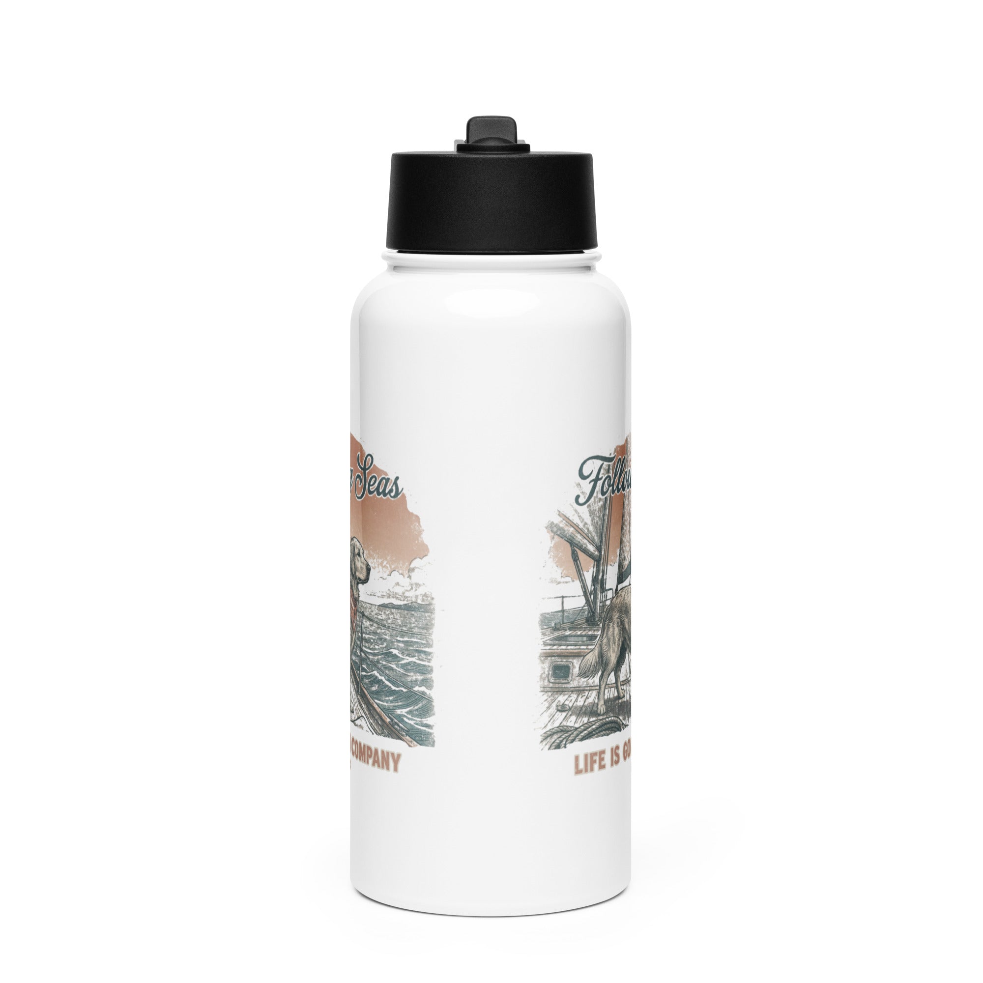 Following Seas Mother's Day Limited Edition Stainless steel water bottle with a straw lid