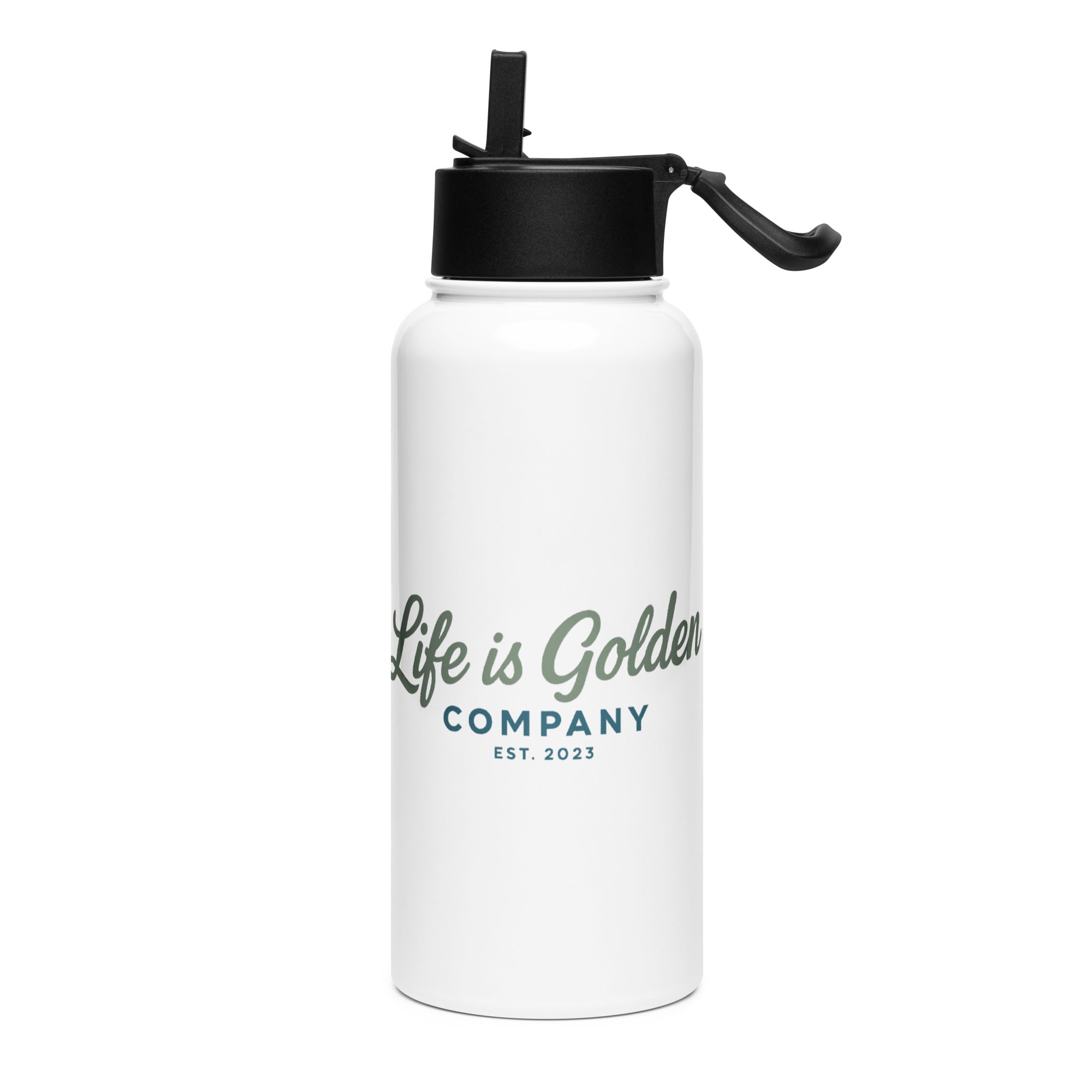 Golden Daze Emblem II Stainless steel water bottle with a straw lid