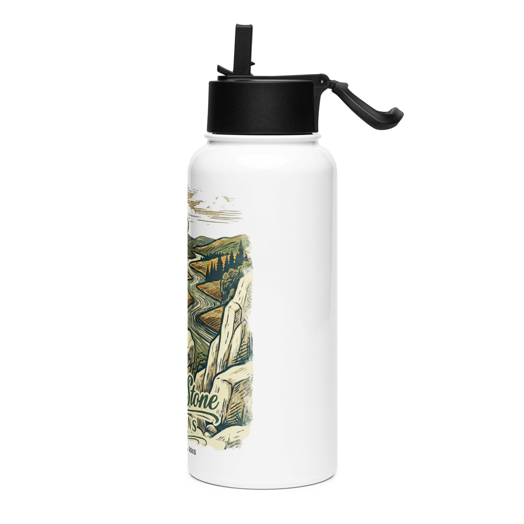 White Stone Goldens Stainless steel water bottle with a straw lid