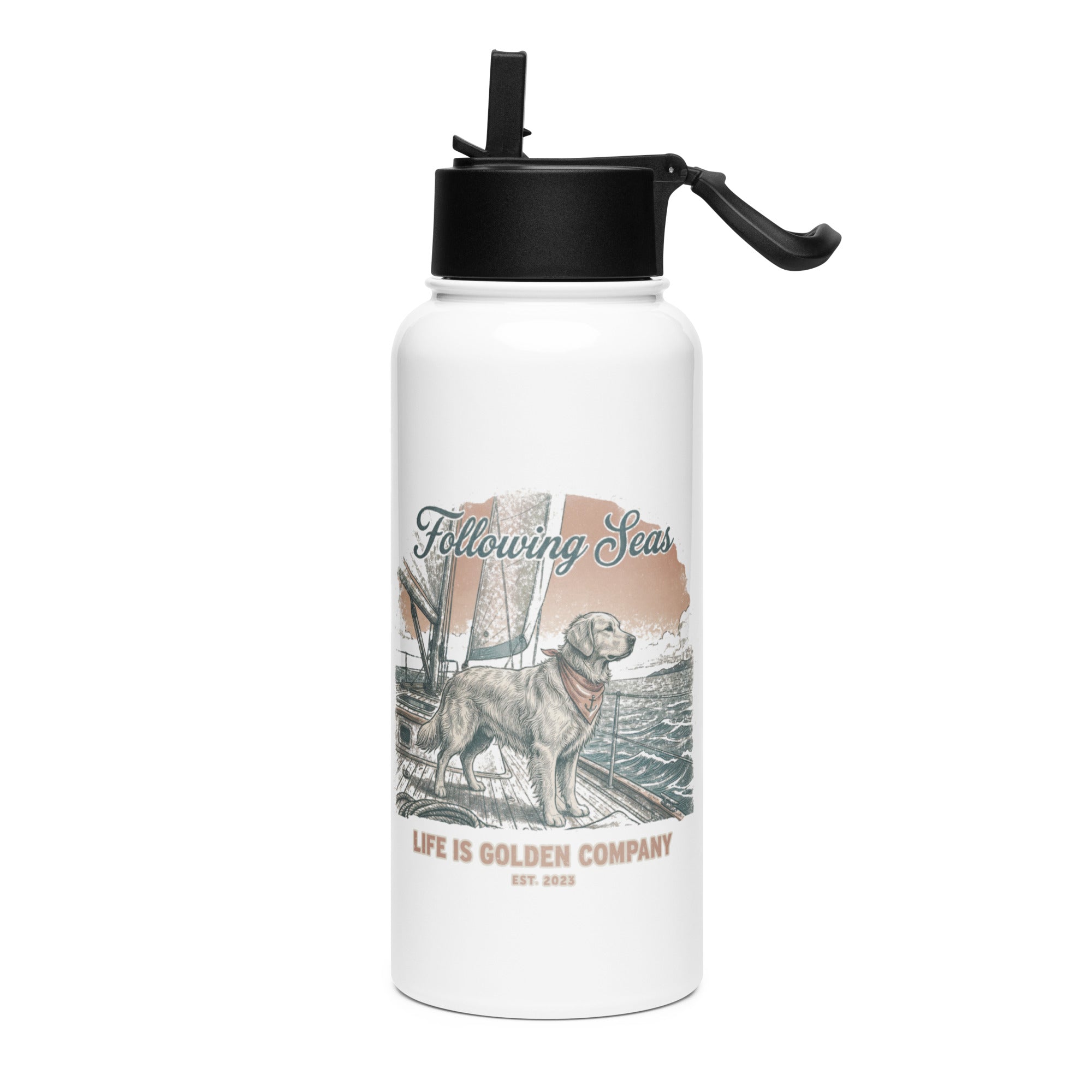 Following Seas Mother's Day Limited Edition Stainless steel water bottle with a straw lid