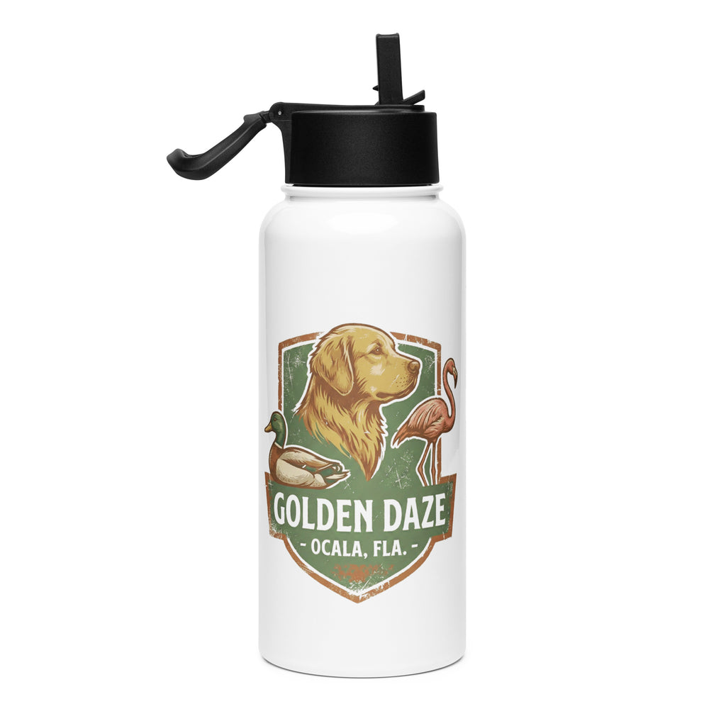 Golden Daze Emblem II Stainless steel water bottle with a straw lid