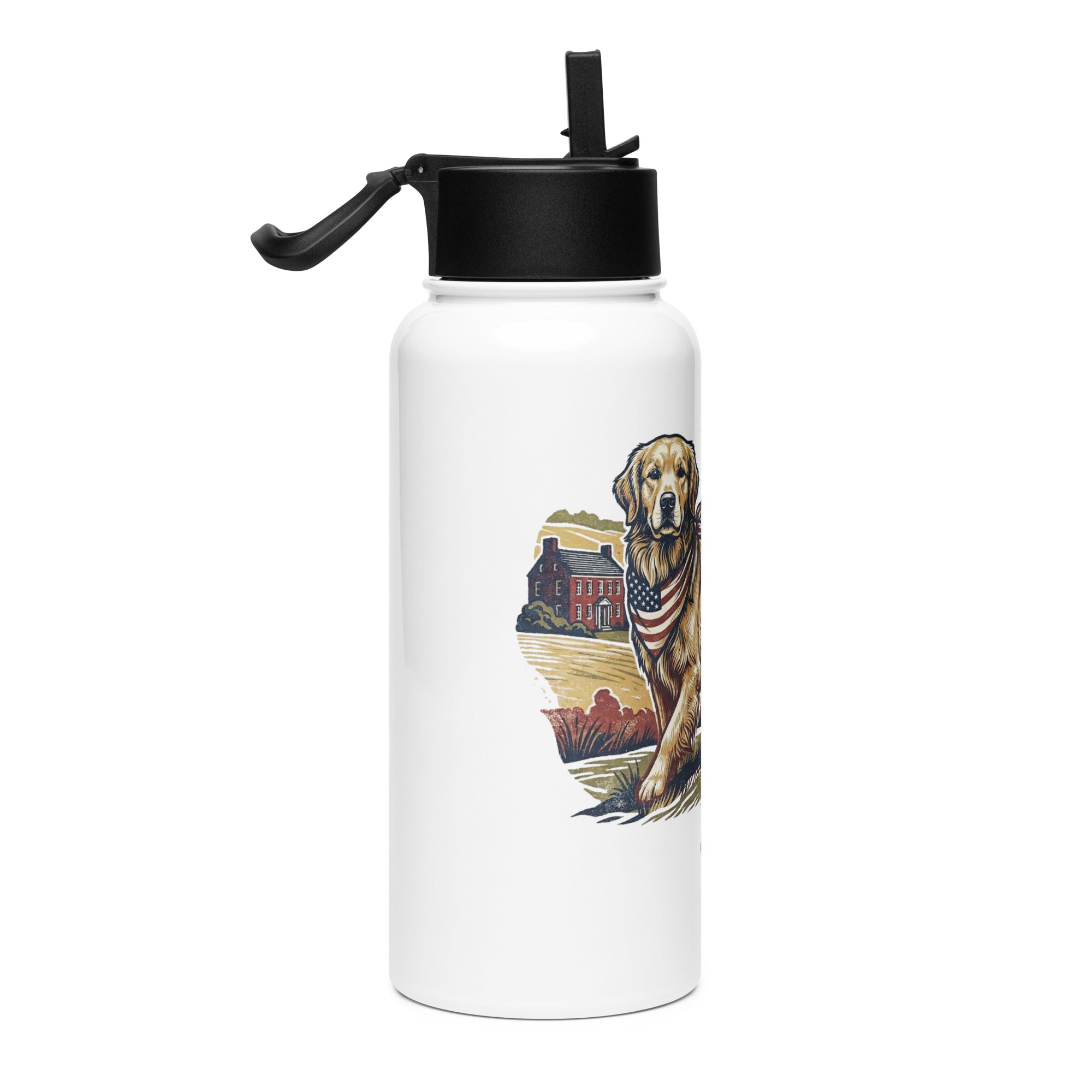 Liberty Golden Retrievers Stainless steel water bottle with a straw lid