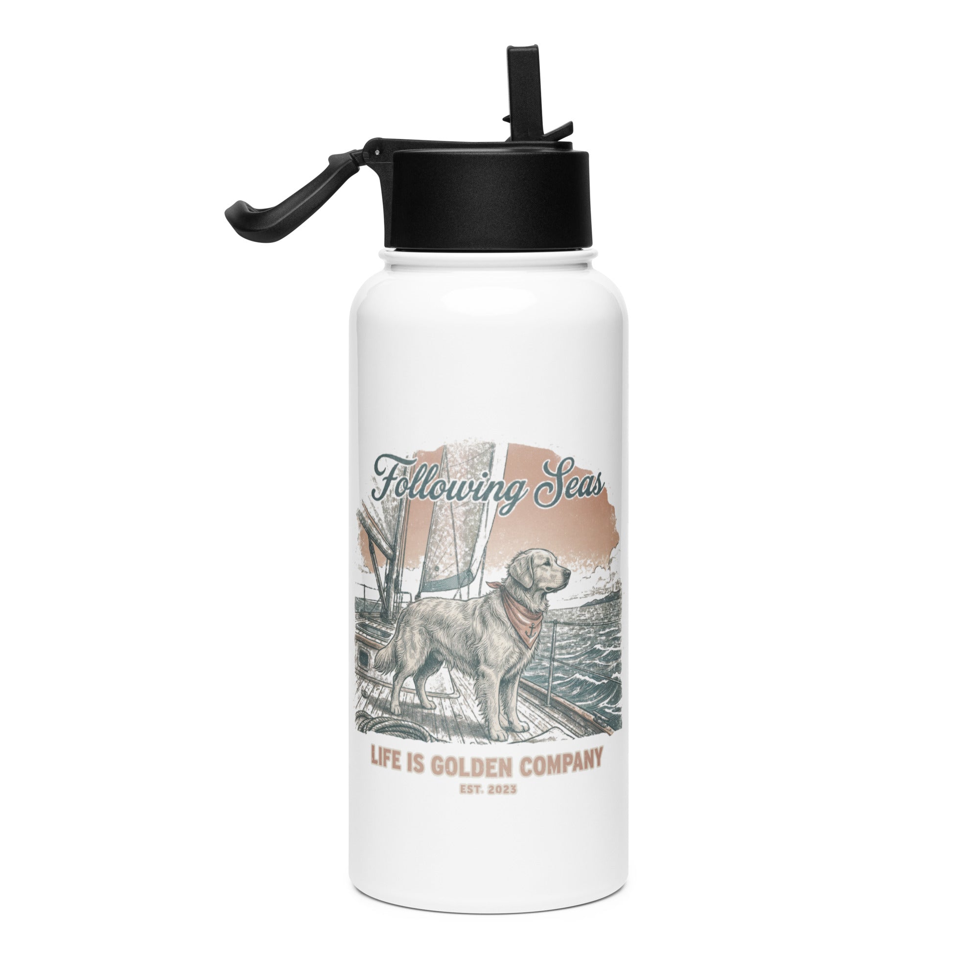 Following Seas Mother's Day Limited Edition Stainless steel water bottle with a straw lid