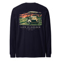 Sunset Cart Nap Long-Sleeve — Navy back (updated wordmark)