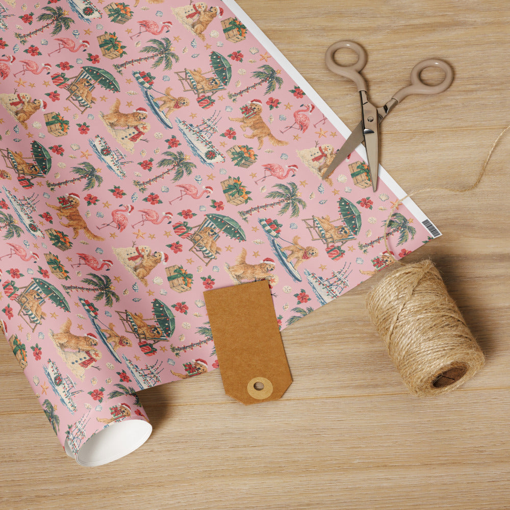 Sunshine State Santa Wrapping Paper — the roll with scissors and twine