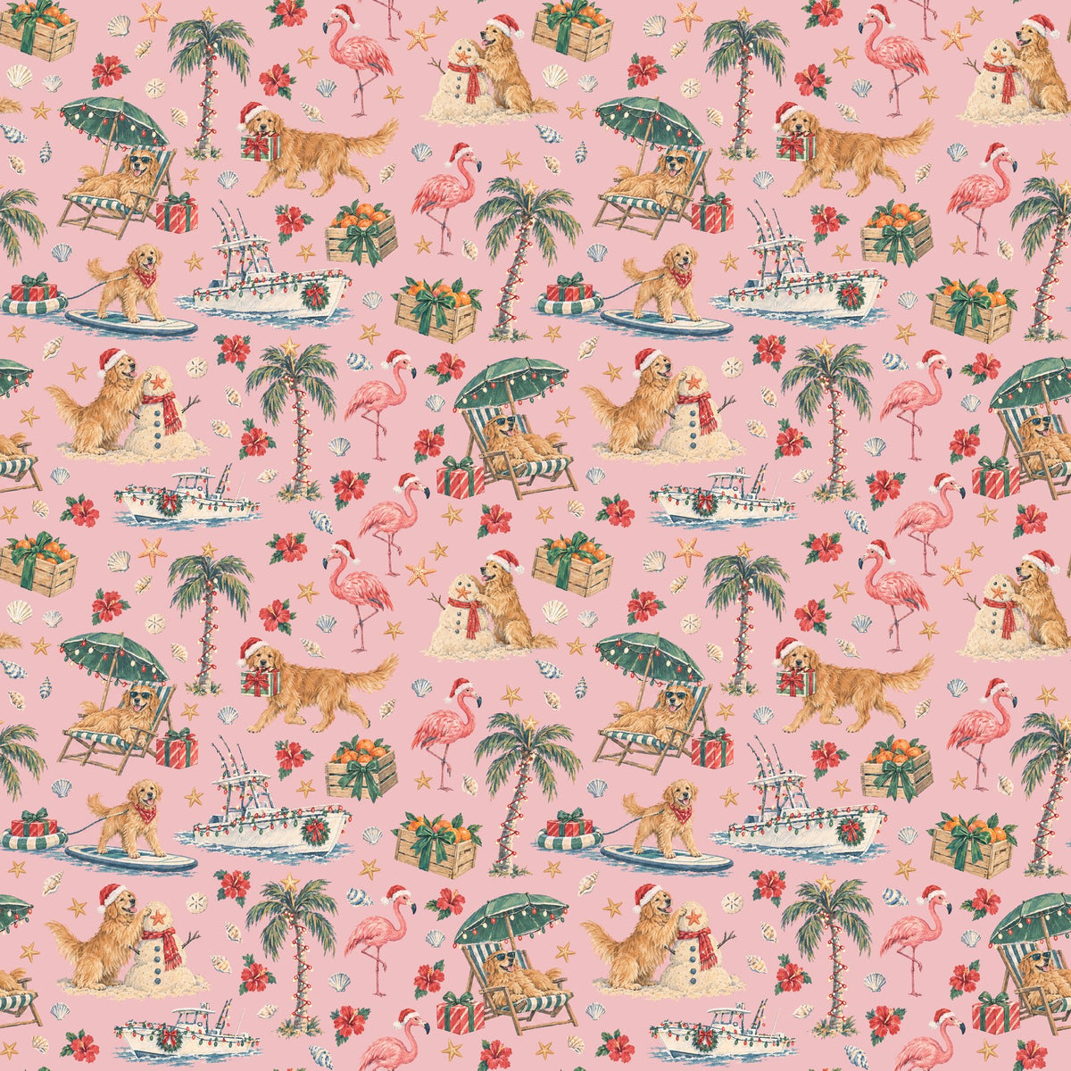 Sunshine State Santa Wrapping Paper — the print, a 24 in square