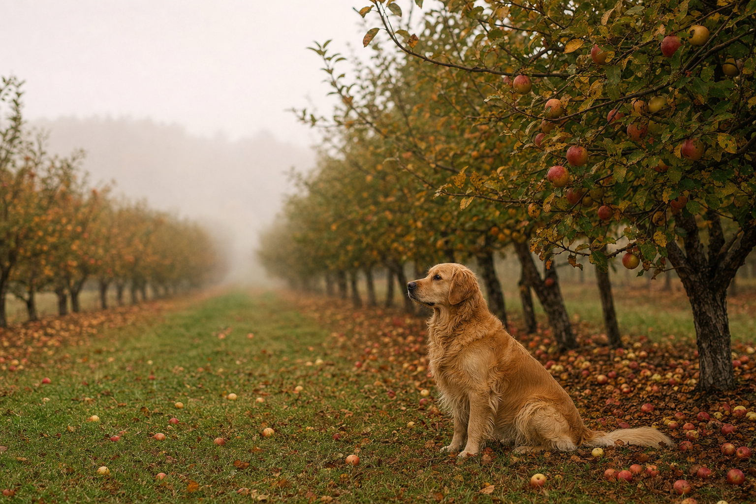 The best afternoons end with leaves in his coat and nowhere else to be.