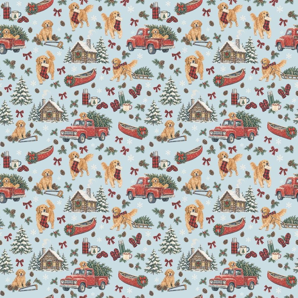 Tree Farm Christmas Wrapping Paper — the print, a 24 in square