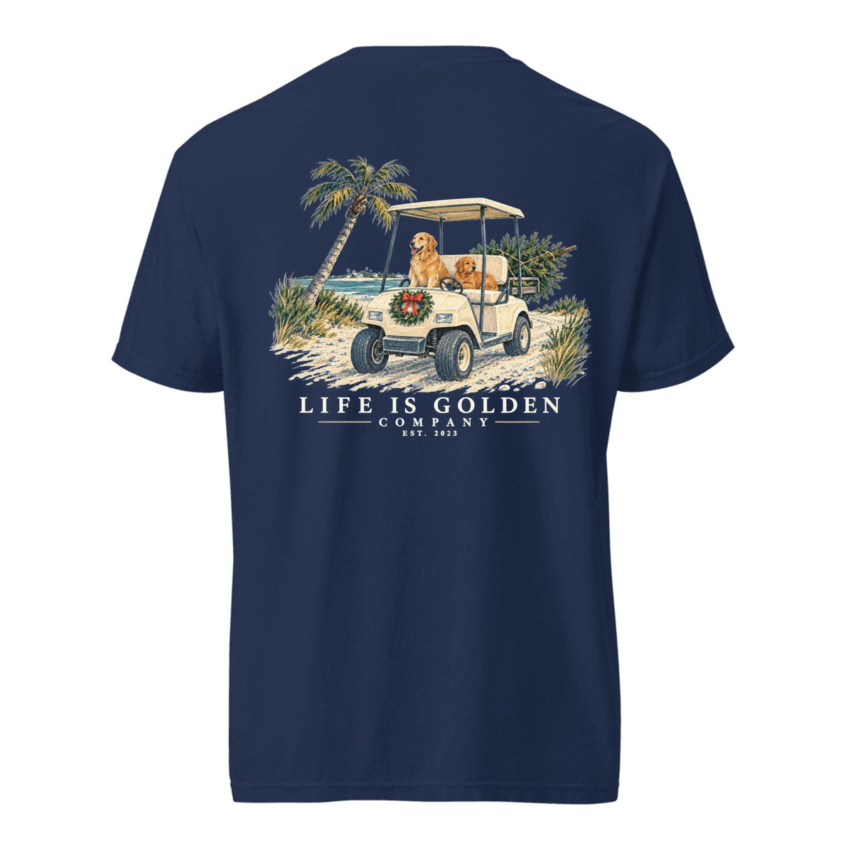 Coastal Christmas Ride Heavyweight Tee — True Navy