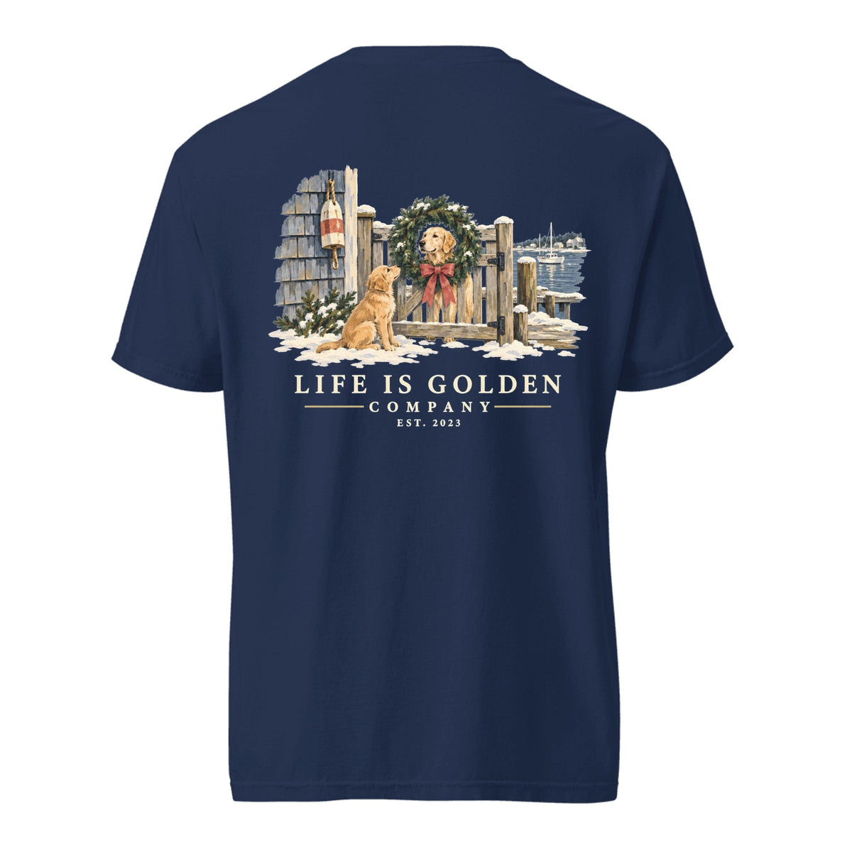 Wreath Greeter Heavyweight Tee — True Navy