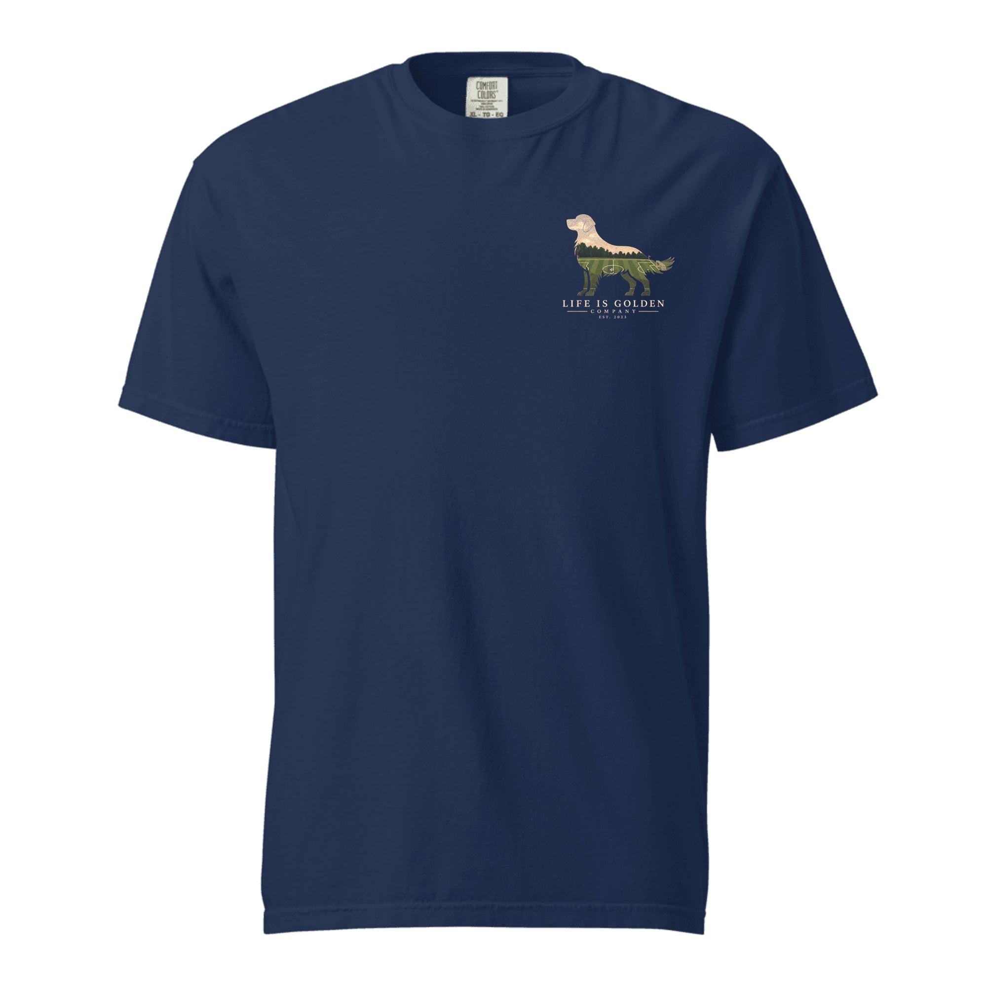 The Match Day Golden Tee — Heavyweight Tee — True Navy (front)