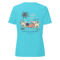 Red, White & English Cream Women's V-Neck — Turquoise