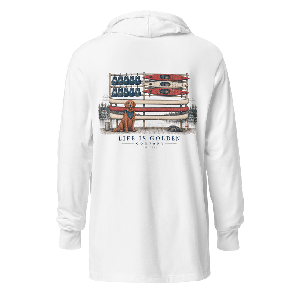 Custom Boathouse Flag Hooded Long-Sleeve (Red)