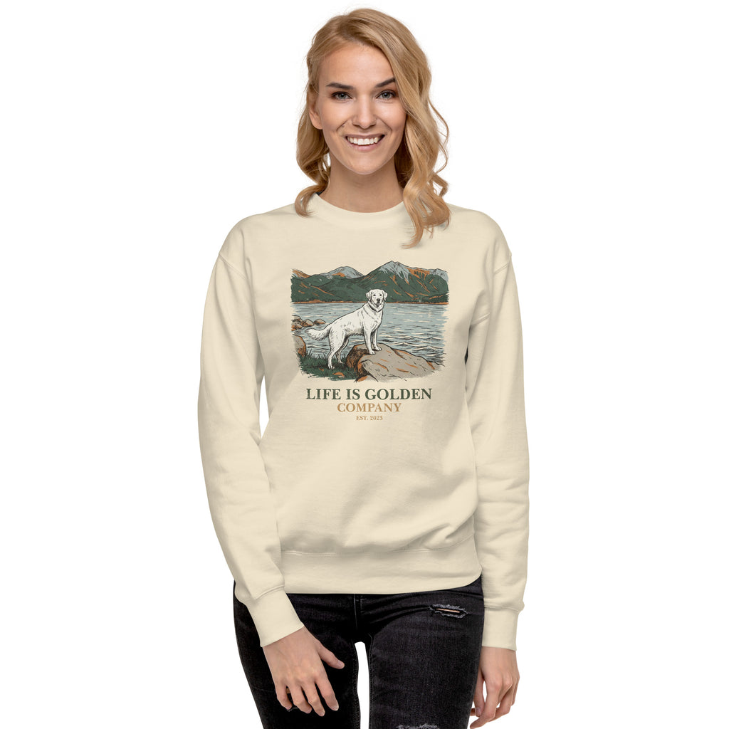 Lake Side Cream Golden Unisex Crew Neck Sweatshirt