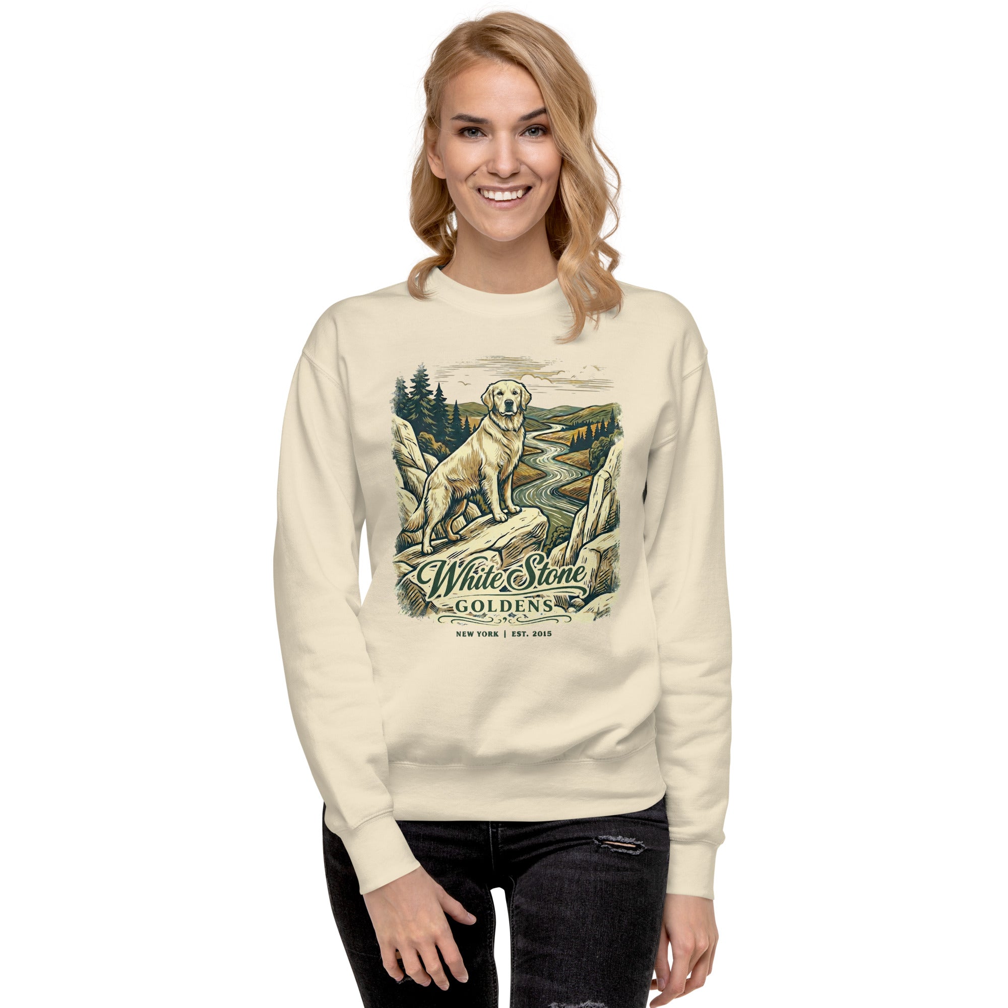 White Stone Goldens Unisex Premium Crew Neck