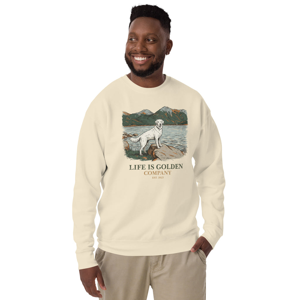 Lake Side Cream Golden Unisex Crew Neck Sweatshirt