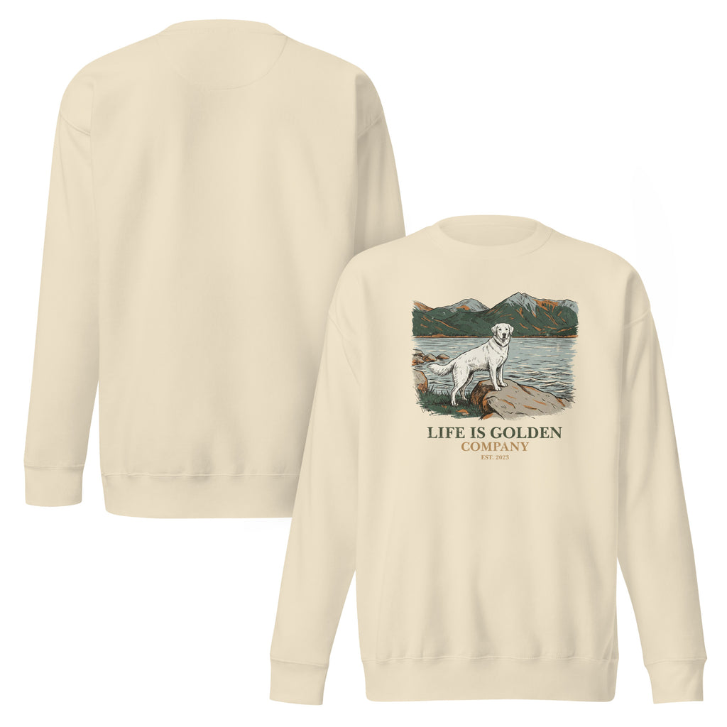 Lake Side Cream Golden Unisex Crew Neck Sweatshirt