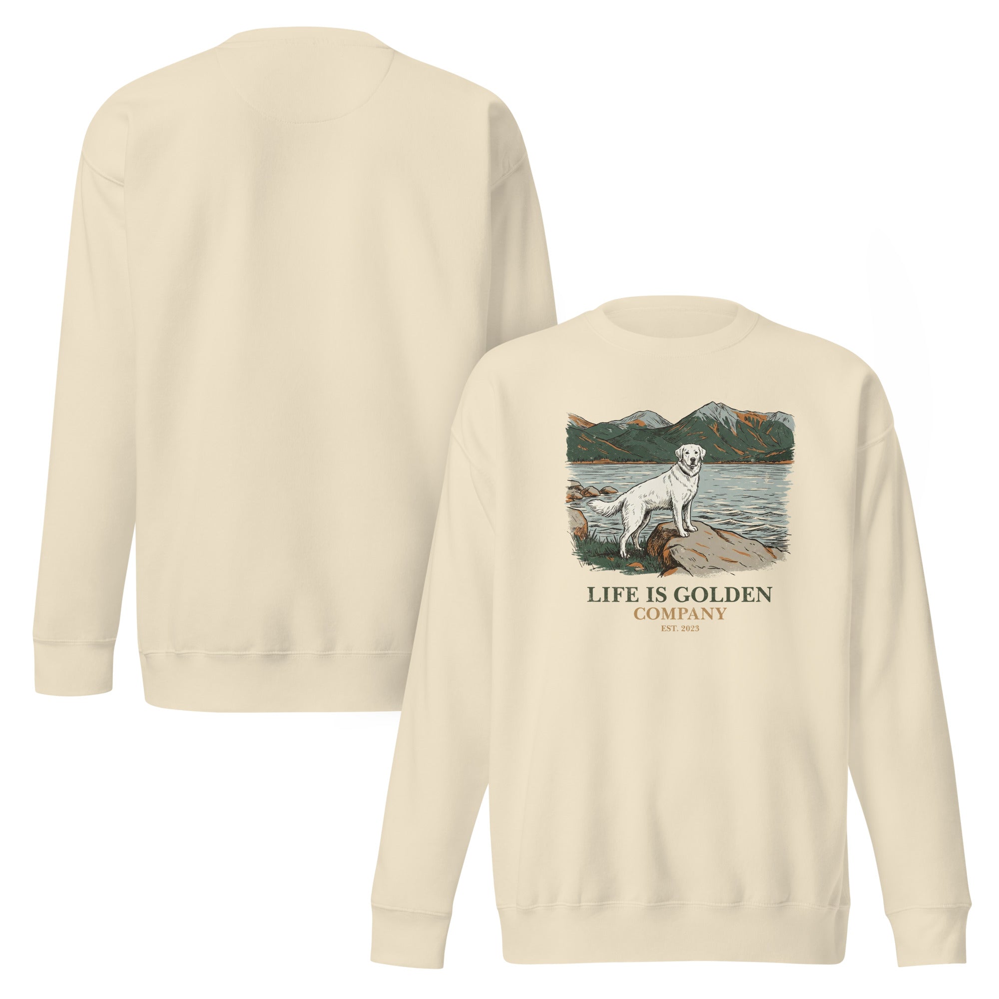 Lake Side Cream Golden Unisex Crew Neck Sweatshirt