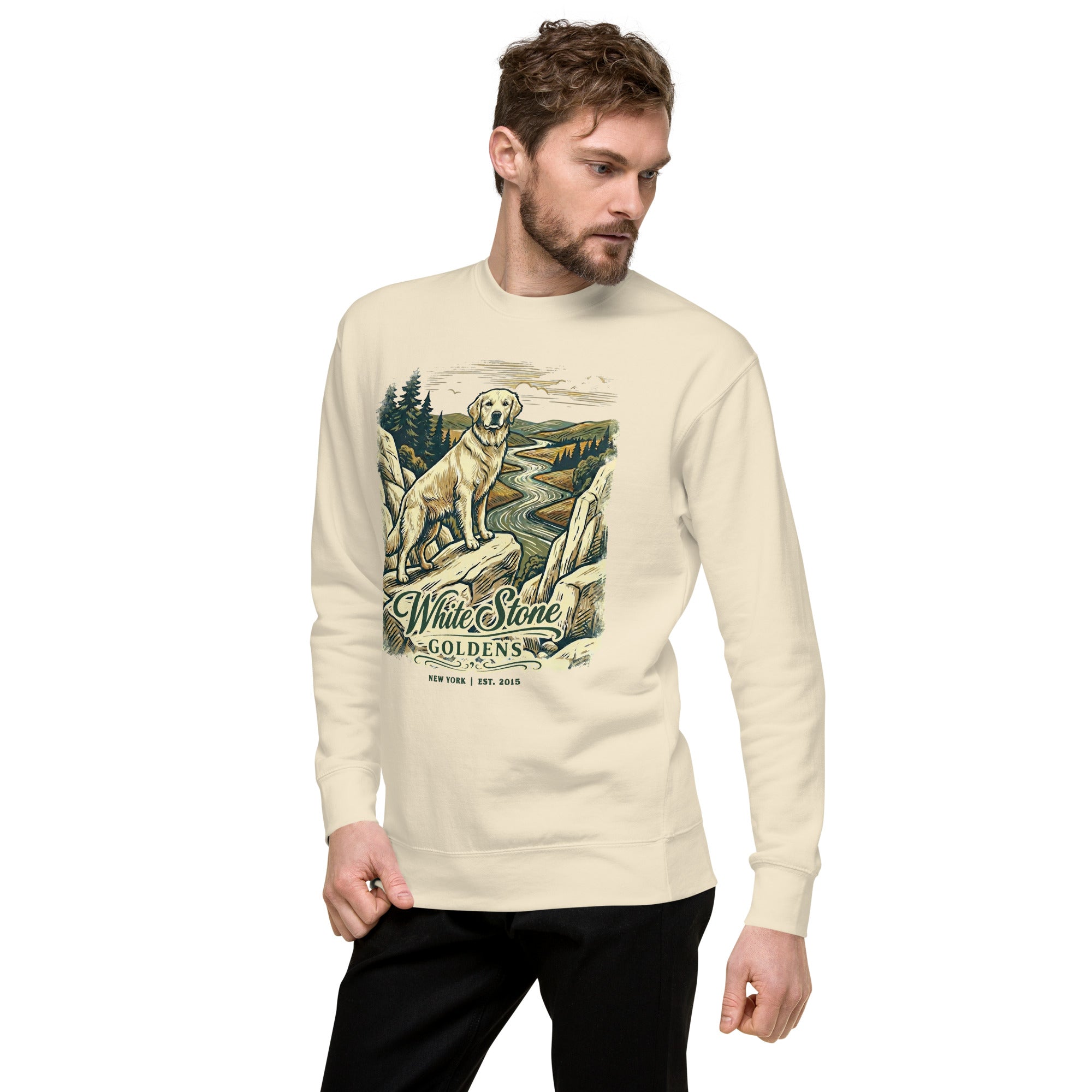 White Stone Goldens Unisex Premium Crew Neck