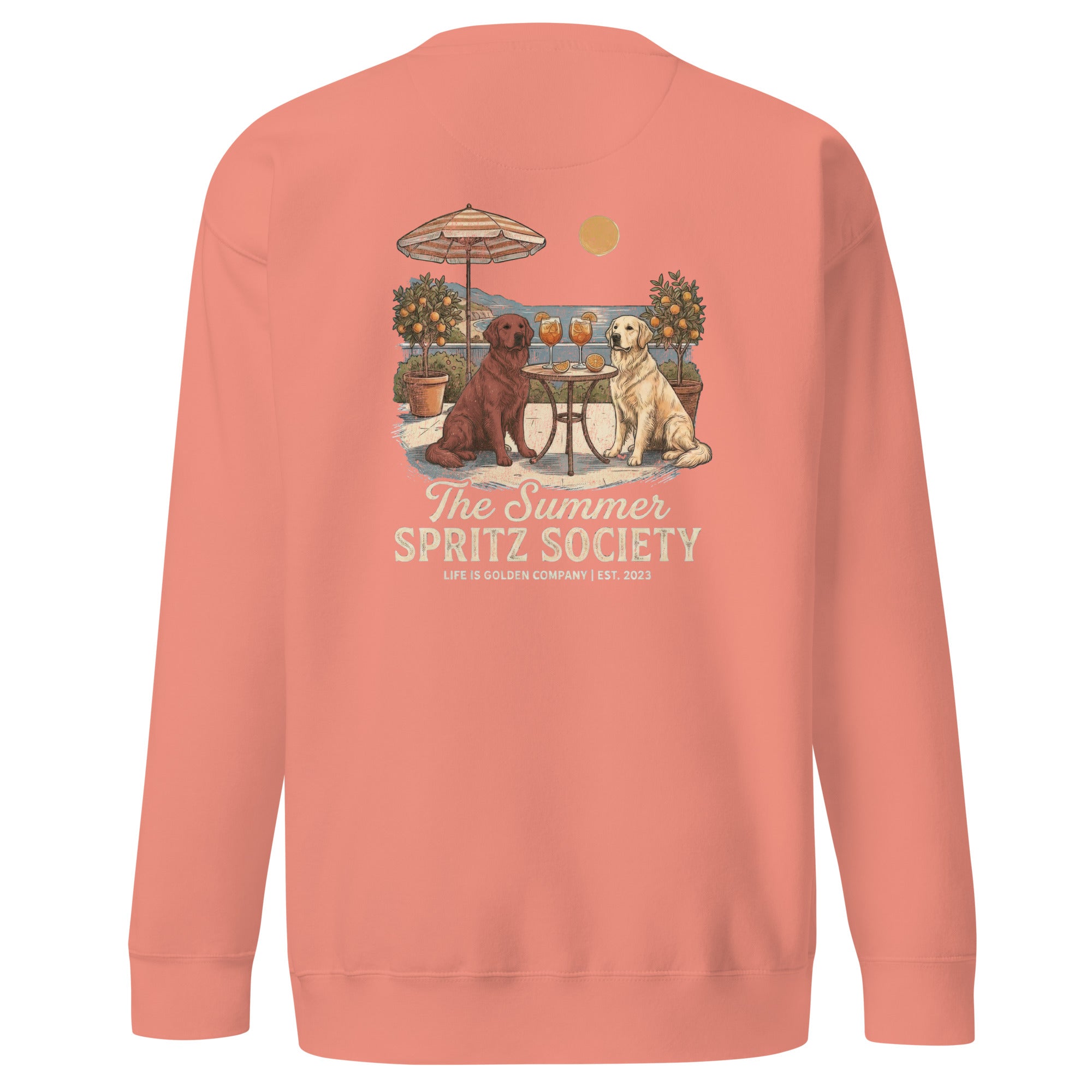 Summer Spritz Society Red and Gold back print Unisex Crew Neck