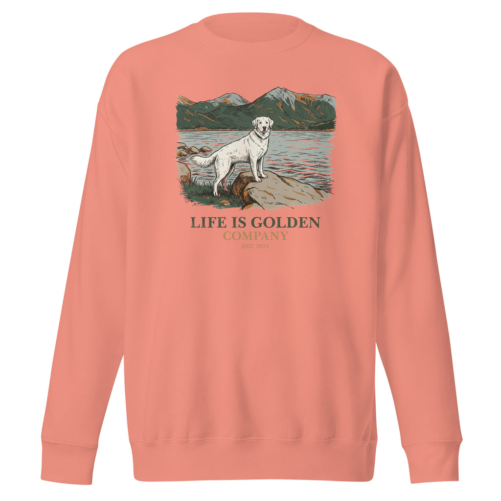 Lake Side Cream Golden Unisex Crew Neck Sweatshirt