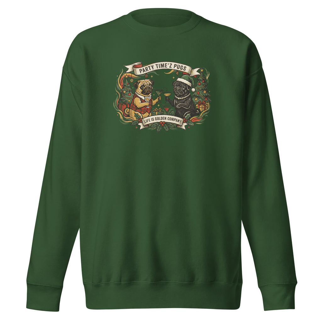 Party Time'Z Pugs Holiday Party Unisex Crew Neck